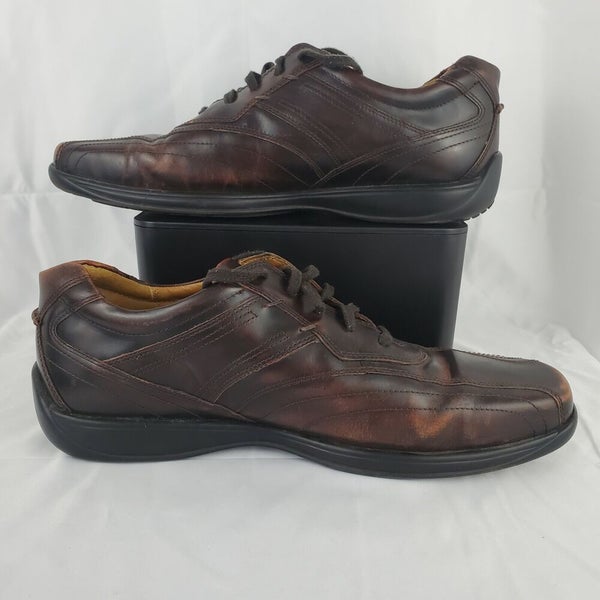 Ecco Mens Size 46 EU Casual Shoes Oxford Sneakers Brown Leather