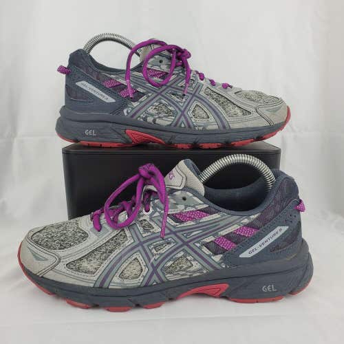 ASICS Gel Venture 6 Black Gray Pink Running Shoes 1012A504 Womens Size 7.5