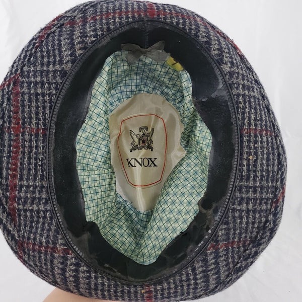Vintage Knox Black Red Plaid Fedora Hat Mens Size 7