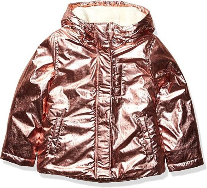 Spotted Zebra Girls' Warm Puffer Coat Medium Metallic Pink | SidelineSwap