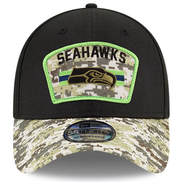 Seattle Seahawks New Era Salute To Service 39THIRTY Flex Hat Large XL Black  Camo