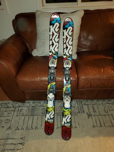 Used Kid's 2020 K2 112 cm All Mountain Indy Skis With Bindings Max Din 20
