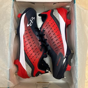 Boombah Men’s Size 7.0 Navy and Red Baseball Riot DPS Metal Mid Cleats
