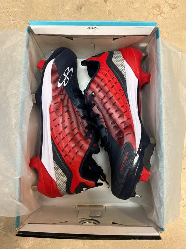 Boombah Men’s Size 7.0 Navy and Red Baseball Riot DPS Metal Mid Cleats