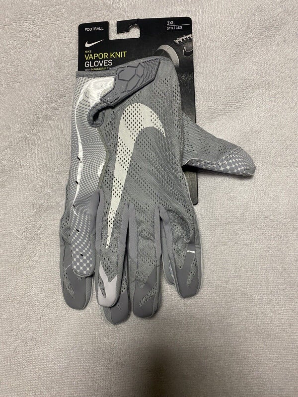 NWT nike vapor knit Mens Sz 4XL Football skill Gloves grey/White