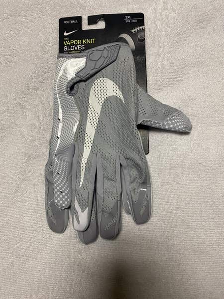 NWT nike vapor knit Mens Sz 4XL Football skill Gloves grey