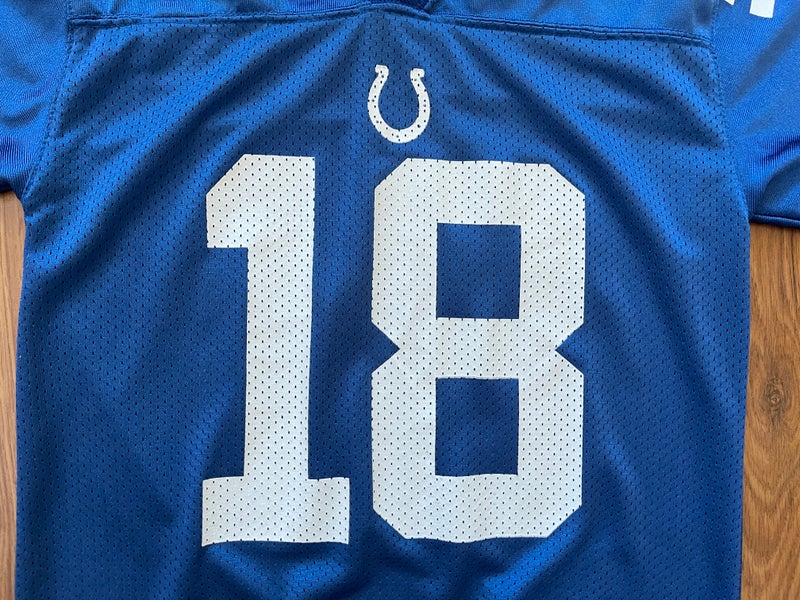 Vintage Logo 7 Indianapolis Colts #18 Peyton Manning Blue Jersey