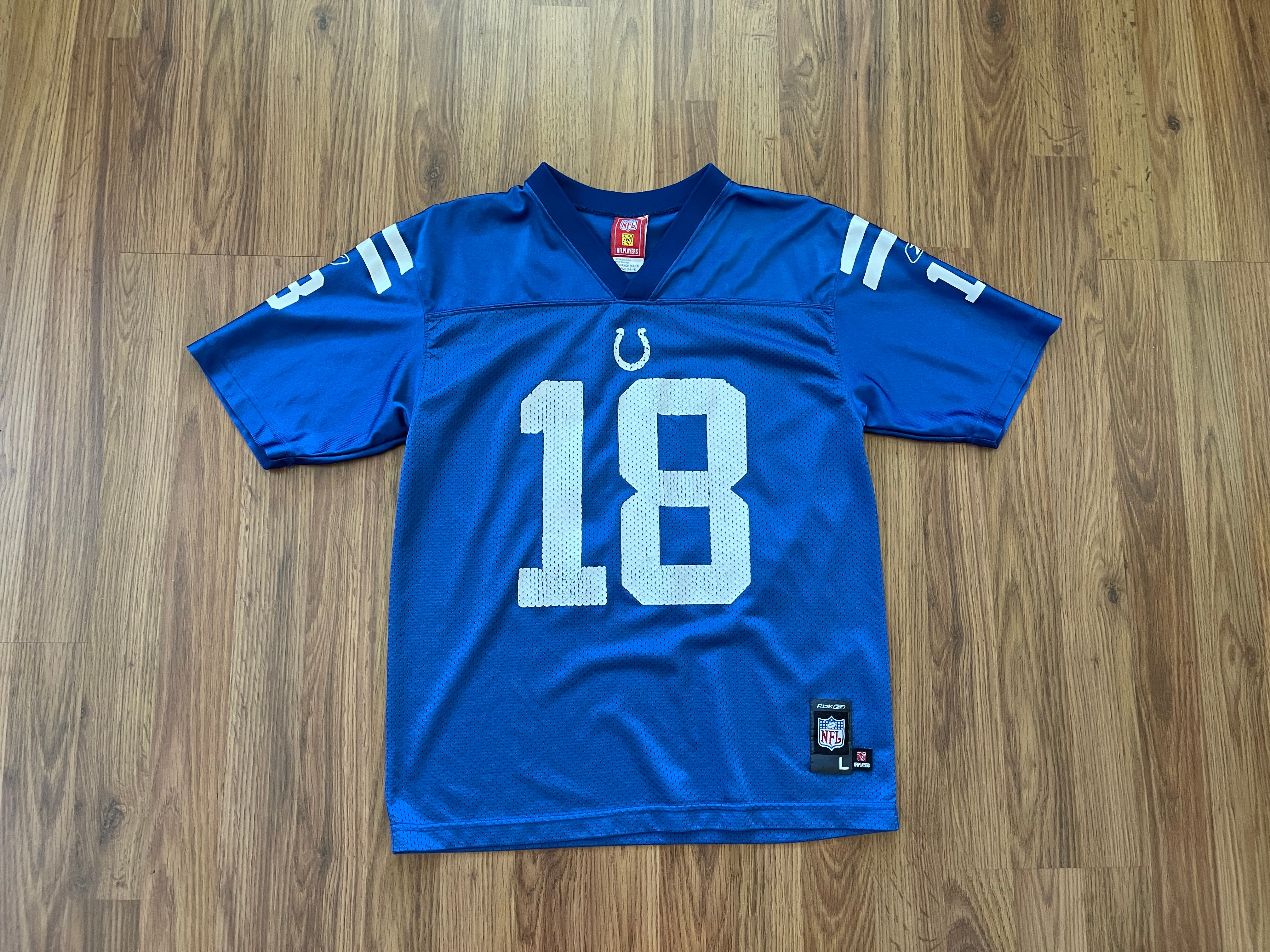 Peyton Manning Jersey Colts 18 Reebok Youth Large 14 / 16 White NFL On  Field