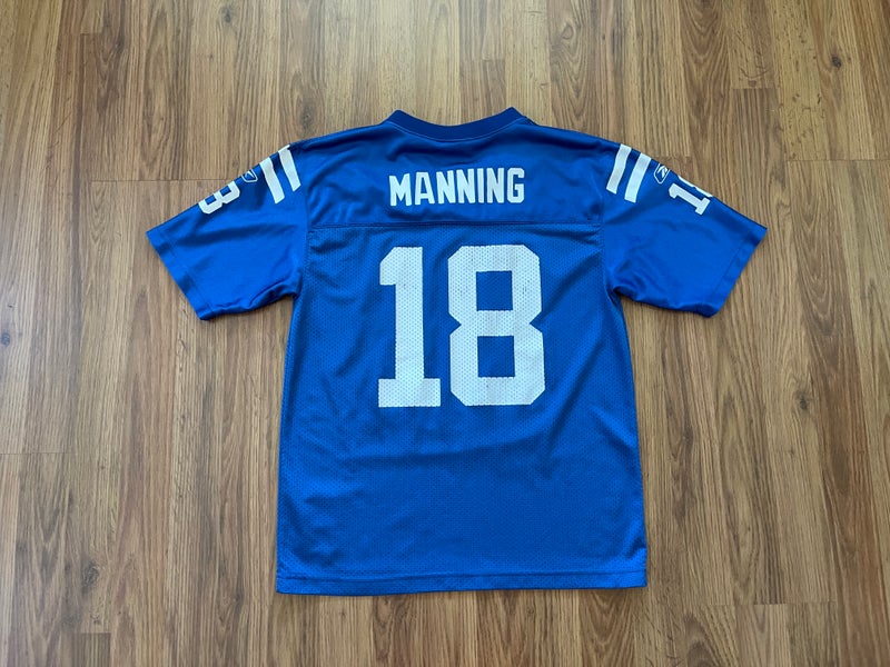 Indianapolis Colts Jersey #18 Peyton Manning Youth Size Large Blue