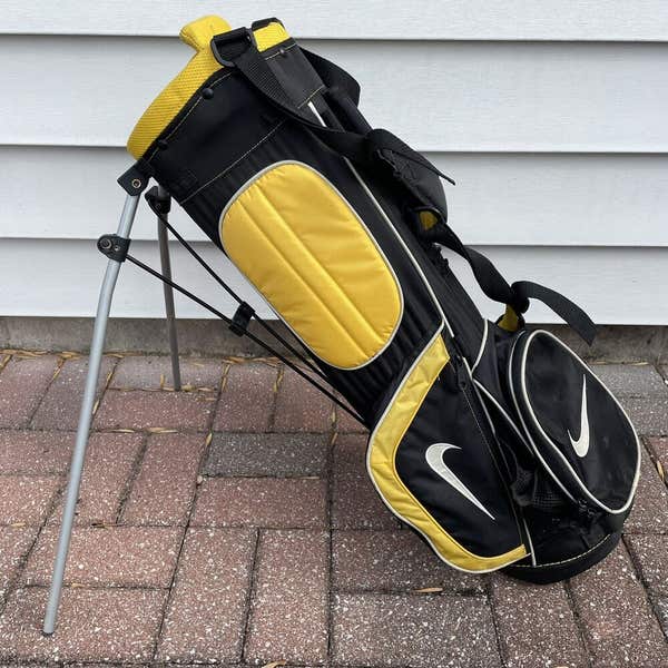 Nike Machspeed Jr Youth Kids Golf Bag Carry Stand Black Yellow 28