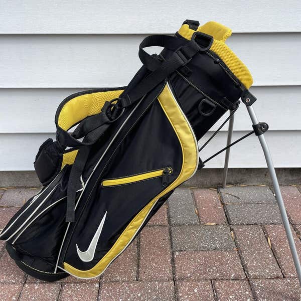 Nike Machspeed Jr Youth Kids Golf Bag Carry Stand Black Yellow 28
