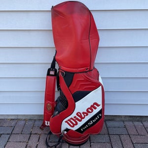 Vintage Wilson Fat Shaft Staff Cart Golf Bag Rain Cover Shoulder Strap Red White