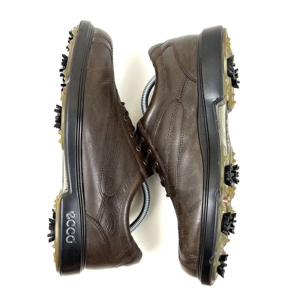ECCO Hydromax Golf Shoes Cleats Brown Leather Bicycle Toe  display picture 3