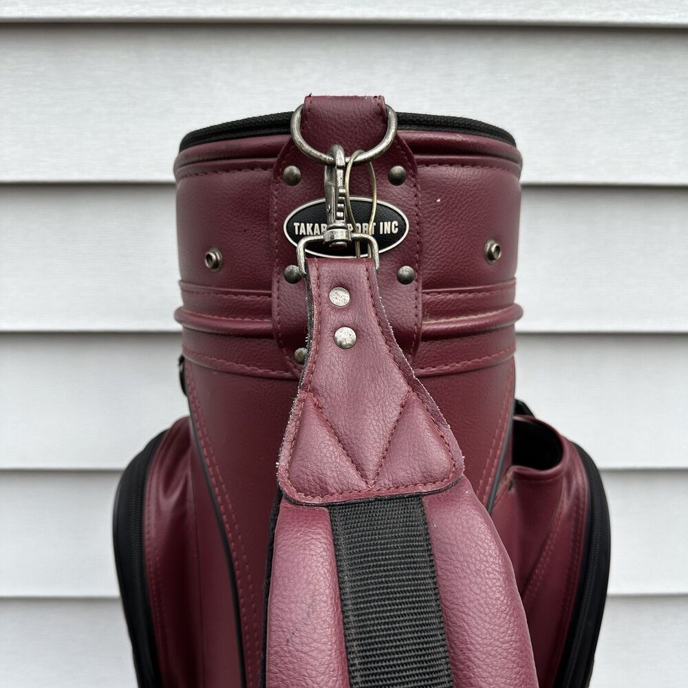 Burton Vintage Leather Golf Club Bag Red Maroon Crimson Missing