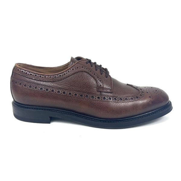 Leather Men's Semi Brogue Shoes in Brown | Hawes & Curtis