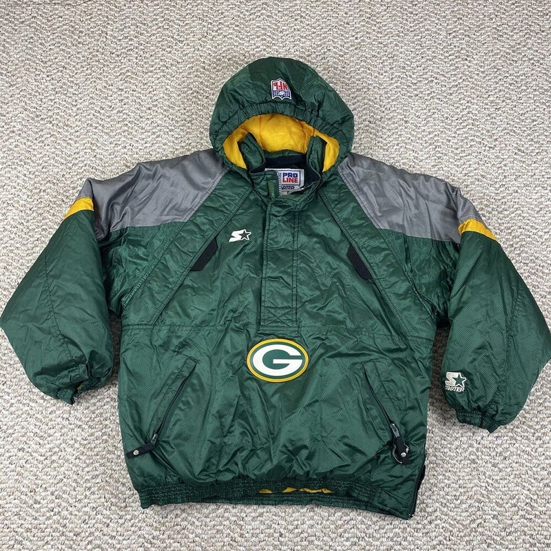 Starter Vintage Pro Line Authentic Green Bay Packers Pullover Jacket Size Large