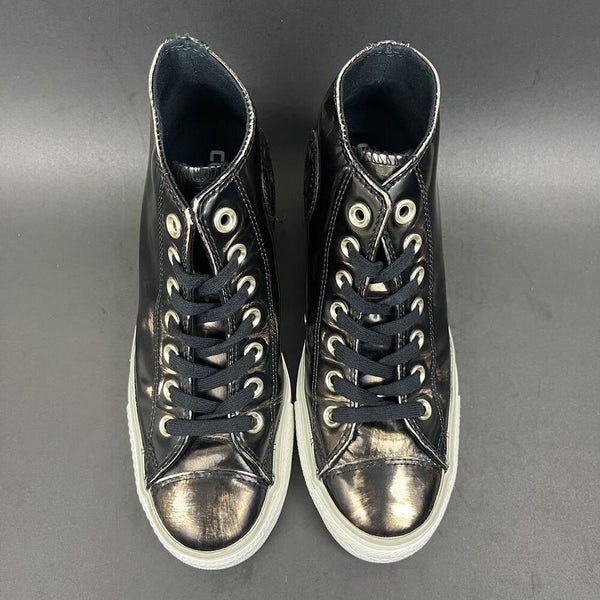 Converse Chuck Taylor All Star Lux Gunmetal Leather Wedge Sneakers 6.5 | SidelineSwap