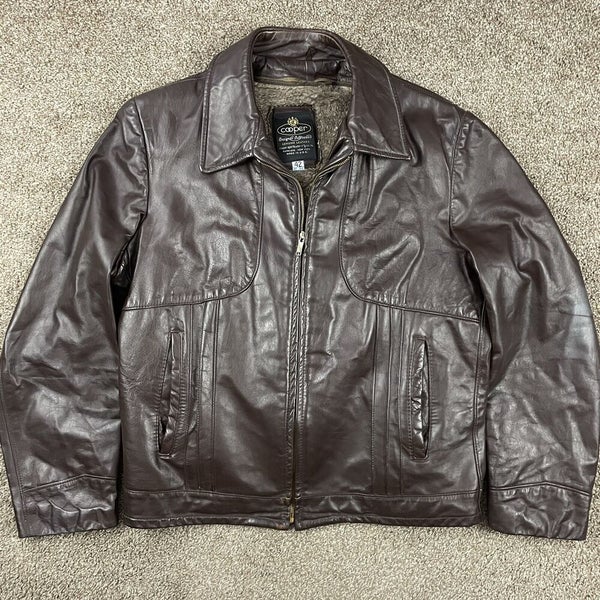 Cooper Brown Leather Jacket Designer Outerwear Mens Size 42