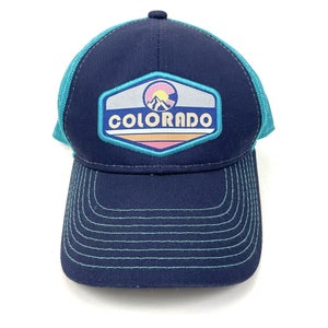 Colorado Sunrise Sunset Mountains Snapback Hat Cap Mesh Trucker Blue Pink