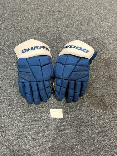 Used Blue Sherwood Rekker Element One Pro Stock Gloves Lehkonen 14” (Shortened Cuff)