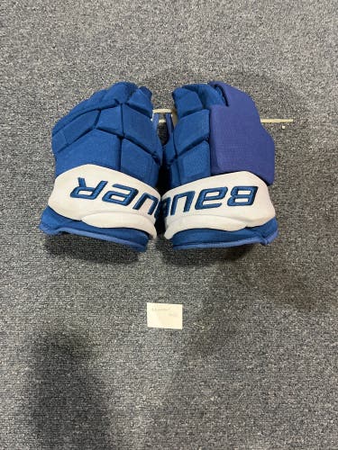 Lightly Used Blue Bauer Supreme Ultra Sonic Pro Stock Gloves Newhook 13” (stitched together)