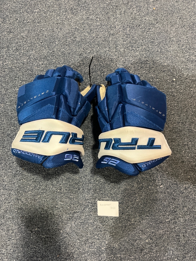 Used Blue True Catalyst 9X Pro Stock Gloves Colorado Avalanche MacDonald 14”