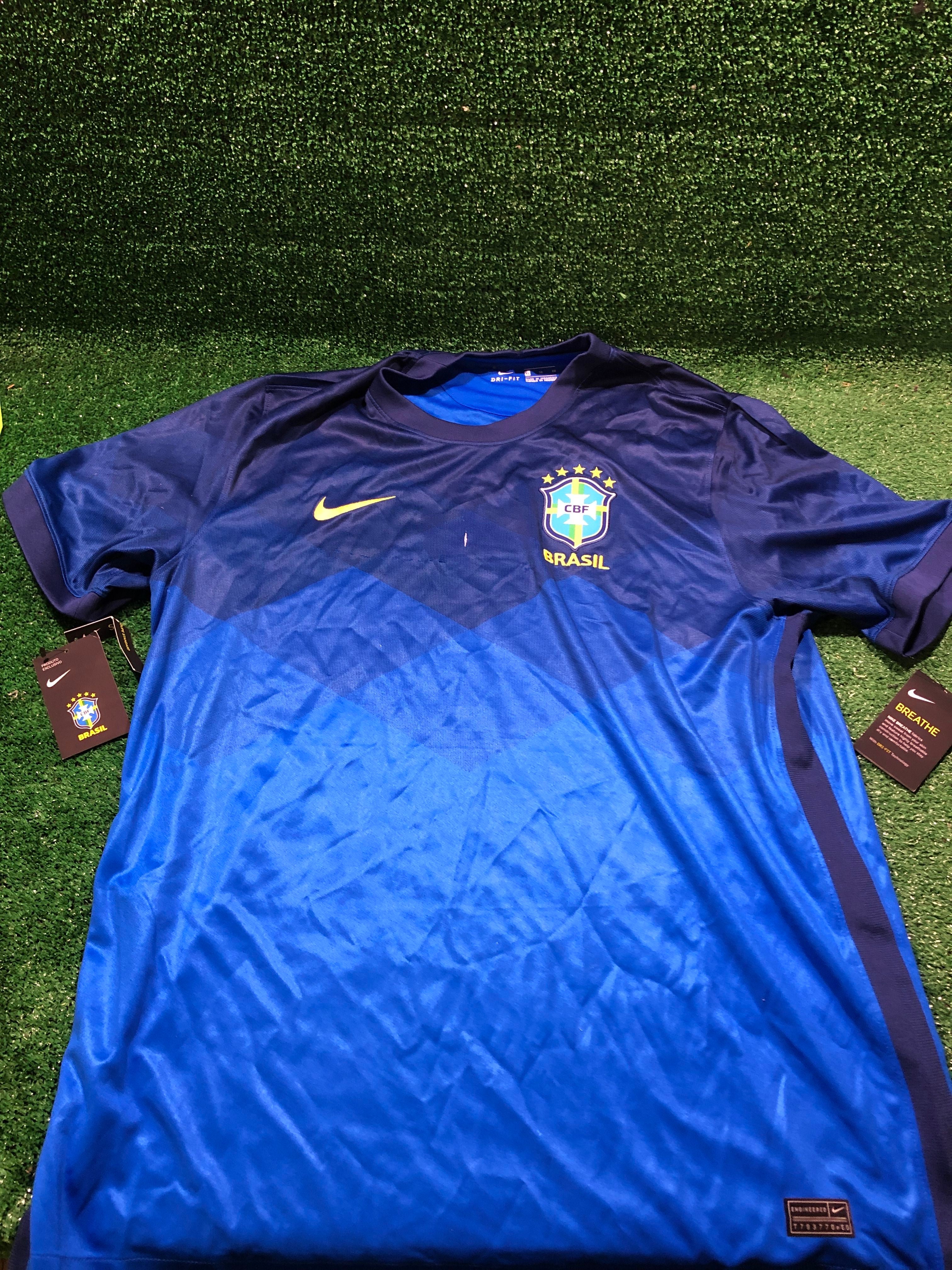 BRASIL (2020-21) Official NWT NIKE Dri-Fit Blue Away BRAZIL Soccer Jersey  Small