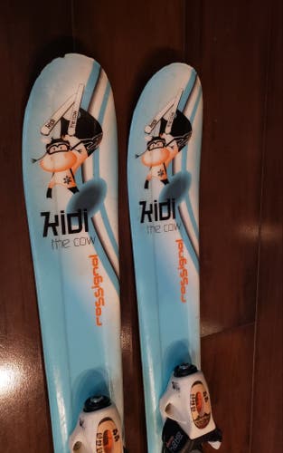 KIDS 93cm SKIS ROSSIGNOL KIDI THE COW with ROSSIGNOL COMP BABY BINDINGS *USED* BEEN CLEANED