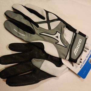 New Large Mizuno Vintage G3 Batting Gloves - Gray & White with Black Palm