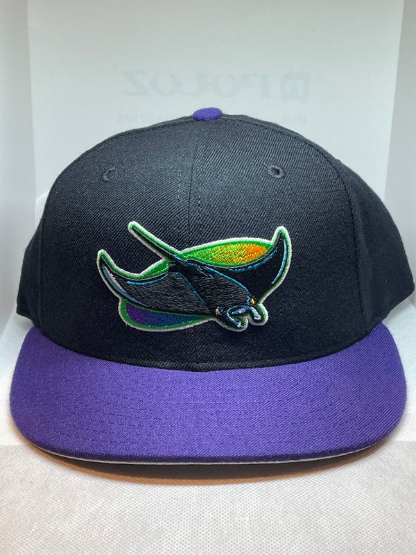 Tampa Bay Devil Rays Hat Baseball Cap Fitted 7 3/8 New Era Vintage Black  Purple