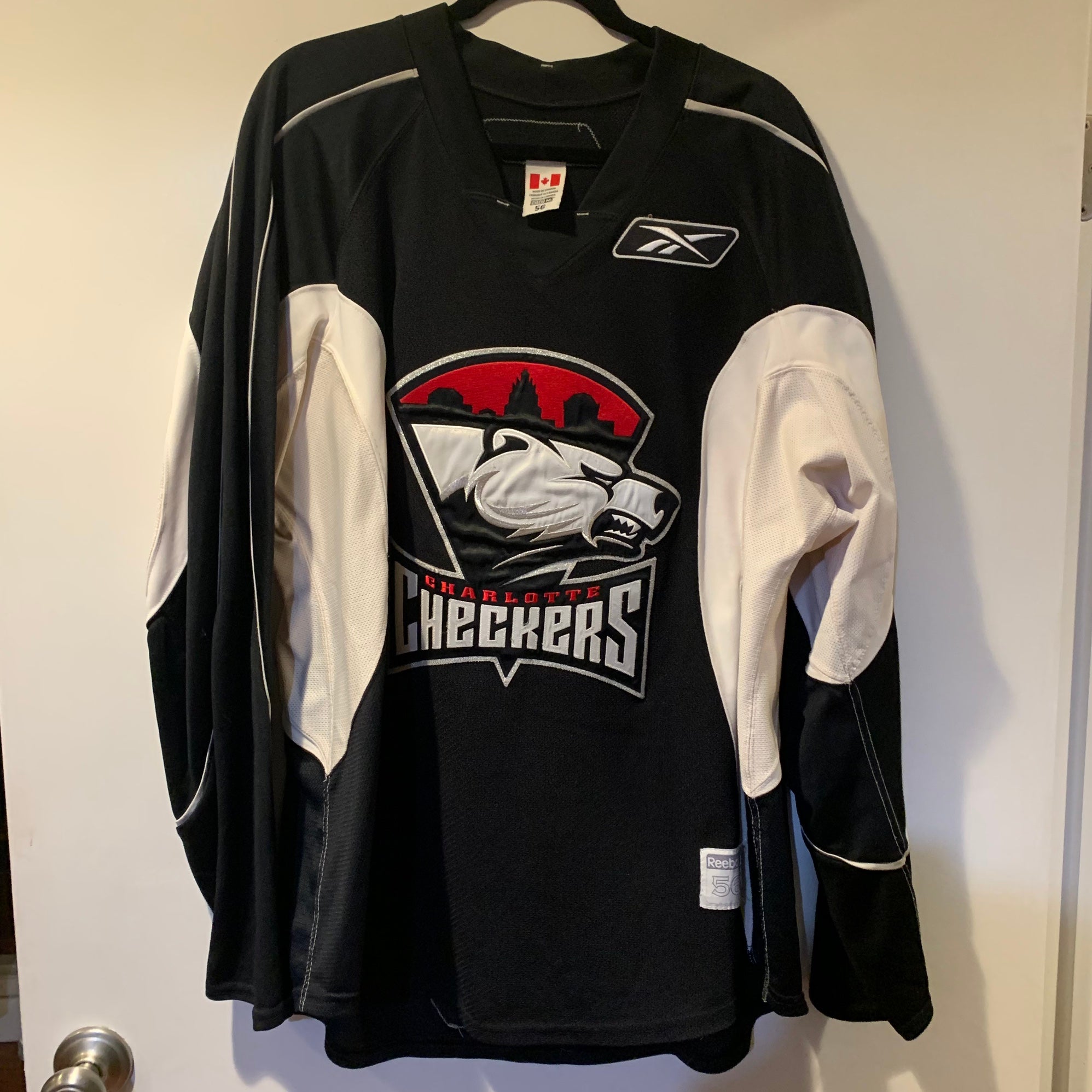 Charlotte Checkers AHL Black 56 Practice Jersey - USA SHIPPING ONLY - Pease  Read Full Description