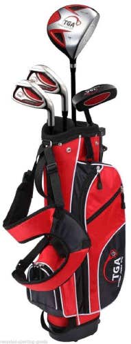 NIB TGA Premier Junior Golf Club Set Red w/ Stand Bag Ages 6-8 (3'8"-4'4") RH