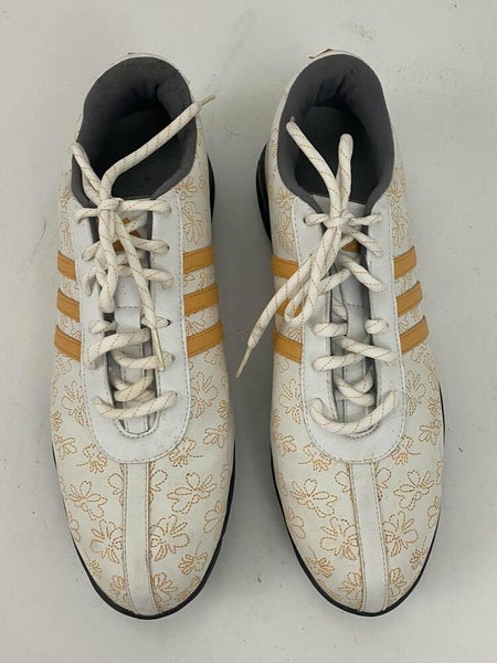 ADIDAS DRV ISA LASER Women's Sz 10.5 White Orange Waterproof Golf Shoes 737488