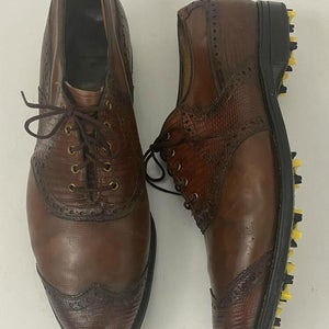 VTG Johnston Murphy Wingtip Lizard Greens Keeper Golf Shoes New Cleats  11 B/AA