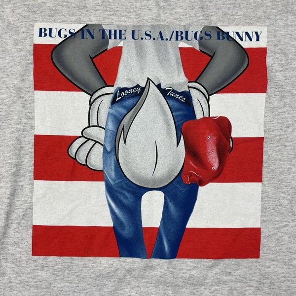 Vintage Looney Tunes Bugs Bunny In the USA T Shirt Gray Size 2XL XXL
