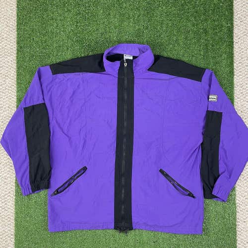 Vintage Champion Reflective Logo Windbreaker Jacket Purple Black Men’s Sz Large