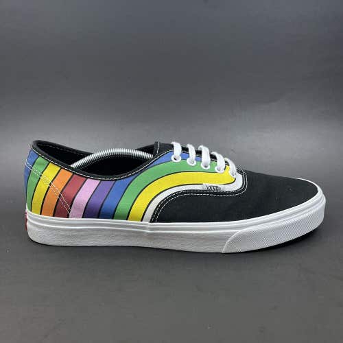 Vans Authentic Refract Black White Multi Men's Size 13 Skate Shoes Rainbow