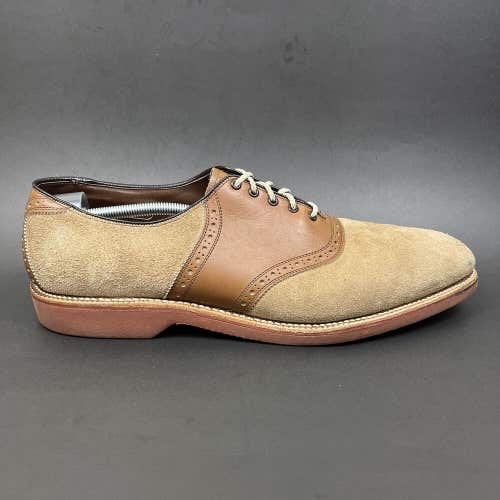 Allen Edmonds Oakmont Brown Tan Suede Leather Saddle Brogue Shoes Men’s 14 A
