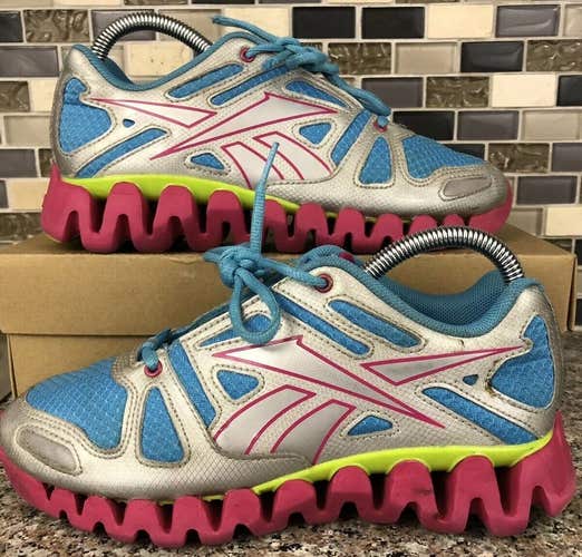 Reebok Zigtech Women's Running Shoes Size 4 Kids Pink Blue Cross Fit Athletic