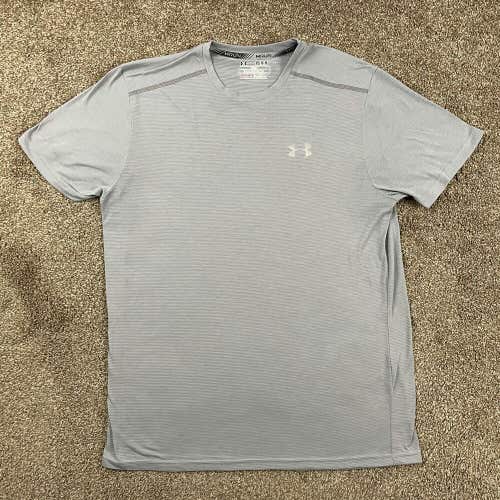 Under Armour Run Gray Reflective T-Shirt Heat Gear Fitted Men's Size Medium