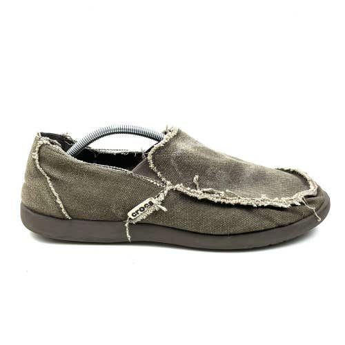 Crocs Santa Cruz Men's Size 12 Canvas Slip On Loafers Brown Shoes 202056