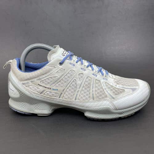 Ecco Womens Biom Performance White Blue Athletic Sneakers Yak Size EU 39 US 8.5