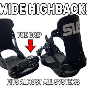 NEW Team SUS Pro Men's Snowboard Bindings - Black HIGHBACK WIDE STRAPS!! Small (up To Size 4)