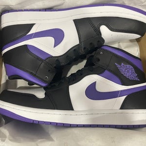 New Nike Air Jordan 1 Mid Shoes Court Purple 554724-095 Men's US Size 9.5- in box