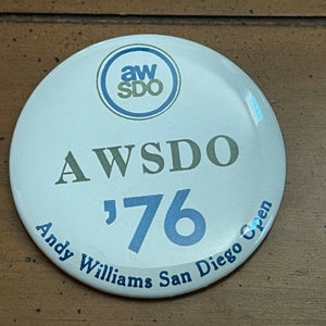 1976 Andy Williams SAN DIEGO OPEN Golf Tournament VINTAGE Collectible Pin Button