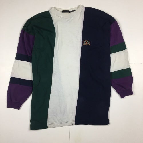 Vintage 90s New River Color Block Long Sleeve Shirt Multicolor Sz M