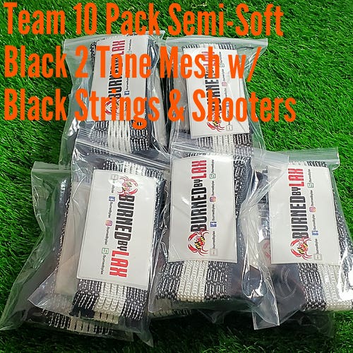 10 TEAM PACK New Semi-Soft Lacrosse Mesh Kit w/ BLACK STRINGS-NO TRADES NO OFFERS