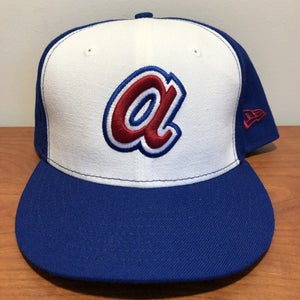 Atlanta Braves Hat Baseball Cap Fitted 7 5/8 New Era Vintage MLB Retro A Blue