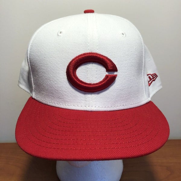 Rare New Era 59fifty Cooperstown Old Logos White and Red Cincinnati Reds Hat