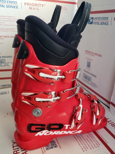 YOUTH NORDICA GP TJ SKI BOOTS SIZE 1-1.5 /19.5/ 238mm *USED* RED- WASHED CLEAN